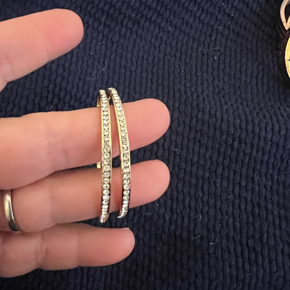 Gold tone and Rhinestone Hoops